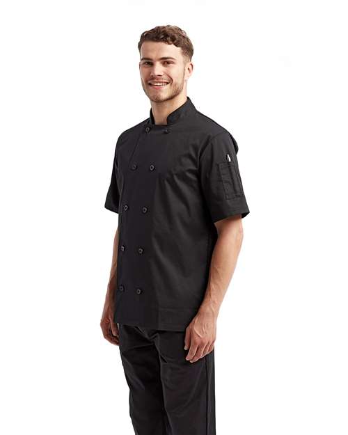 Black Short Sleeve Recycled Chef Coat - RP656
