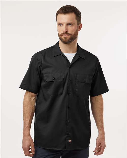 Black Short Sleeve Work Shirt - Tall Sizes - 2574T