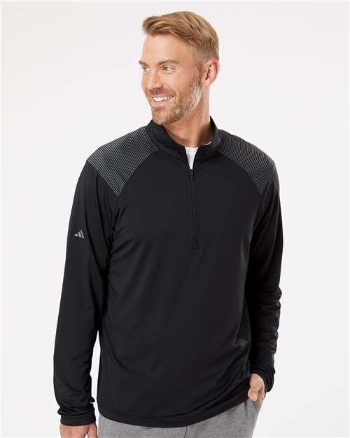 Black Shoulder Stripe Quarter-Zip Pullover - A520