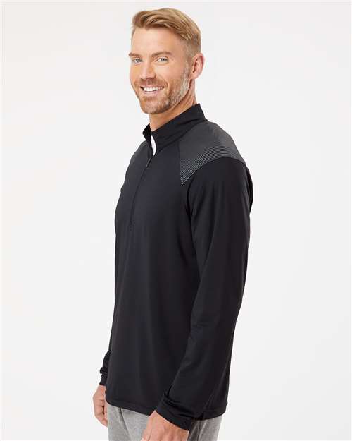 Black Shoulder Stripe Quarter-Zip Pullover - A520