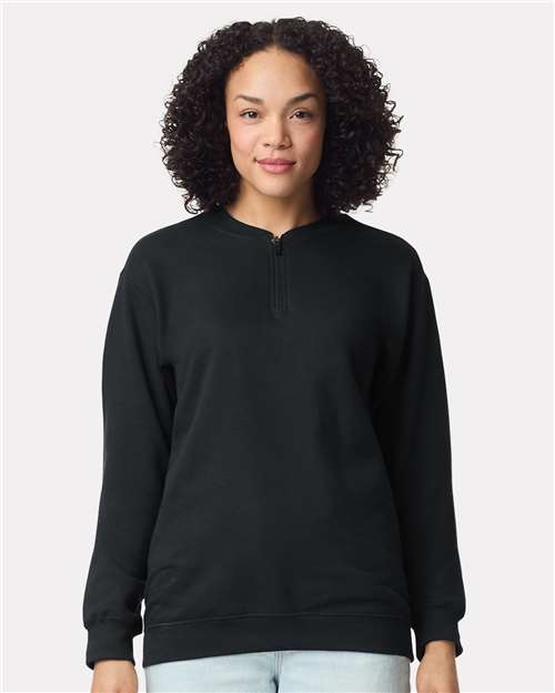 Black Softstyle® Midweight 1/4 Zip Sweatshirt - SF008
