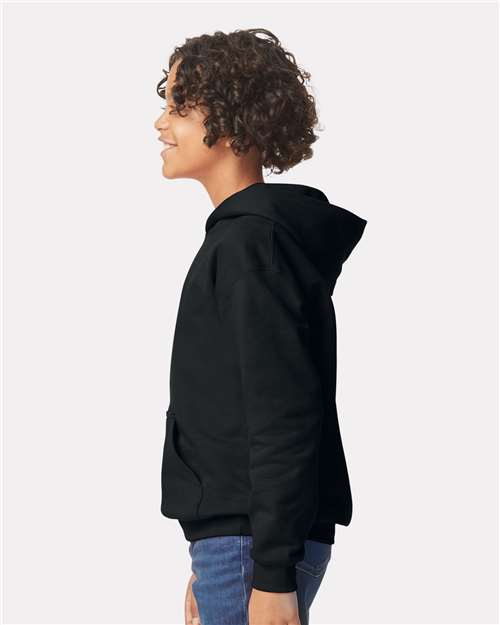 Black Softstyle® Youth Midweight Hooded Sweatshirt - SF500B