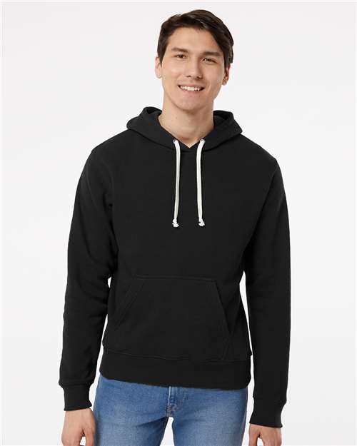 Black Solid Triblend Fleece Hooded Sweatshirt - 8871