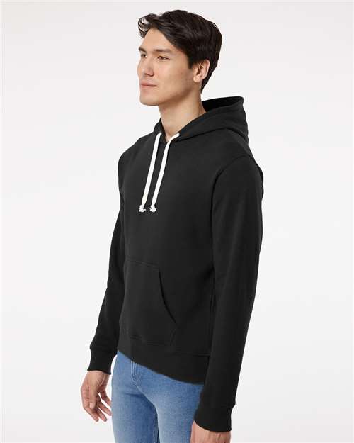 Black Solid Triblend Fleece Hooded Sweatshirt - 8871