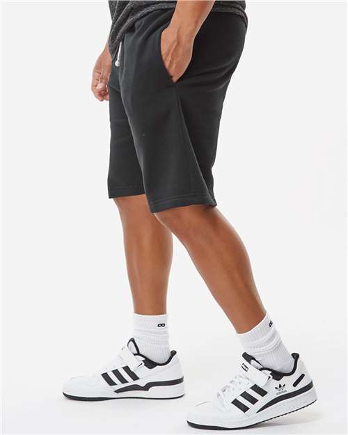 Black Solid Triblend Fleece Shorts - 8855