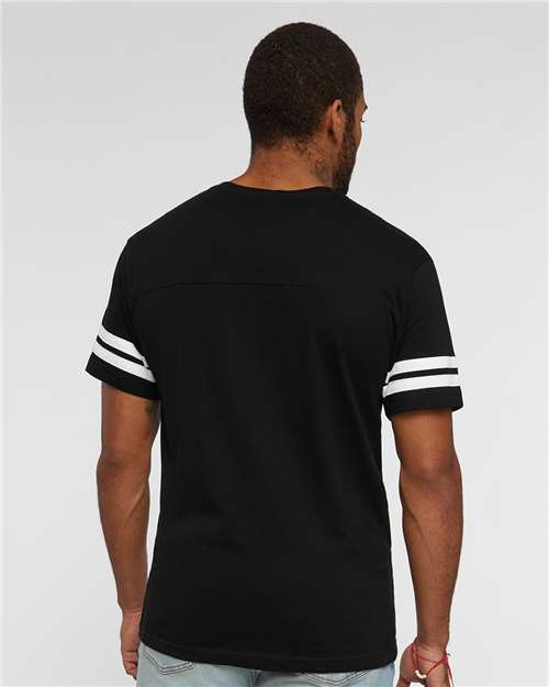 Black Solid/ White Football Fine Jersey Tee - 6937