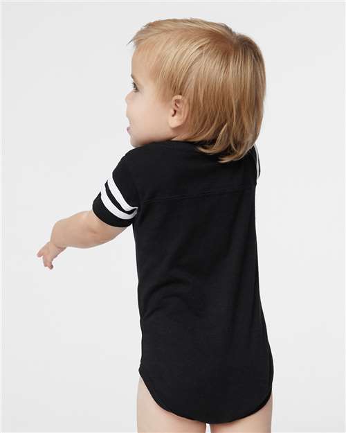 Black Solid/ White Infant Football Fine Jersey Bodysuit - 4437