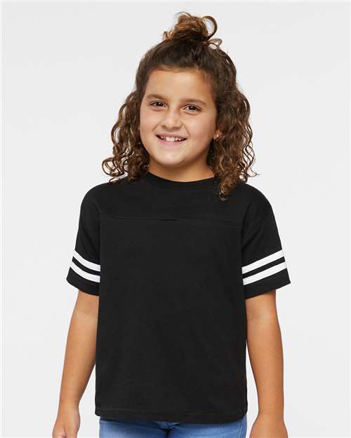Black Solid/ White Toddler Football Fine Jersey Tee - 3037