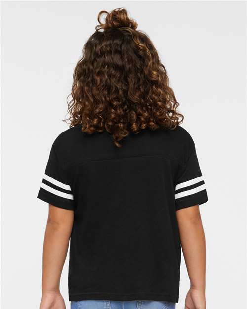 Black Solid/ White Toddler Football Fine Jersey Tee - 3037
