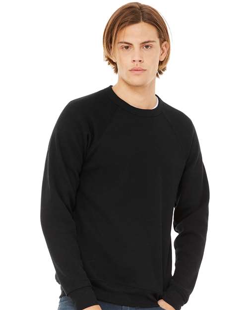 Black Sponge Fleece Raglan Crewneck Sweatshirt - 3901