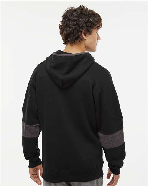 Black Sport Lace Colorblocked Fleece Hooded Sweatshirt - 8832