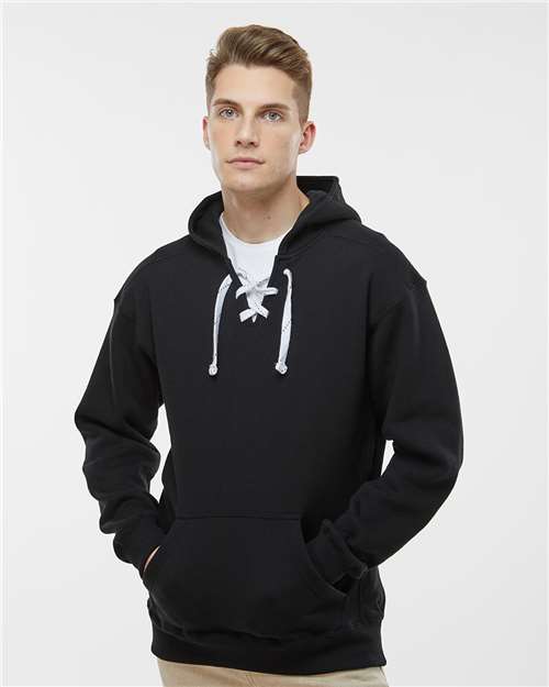 Black Sport Lace Hooded Sweatshirt - 8830