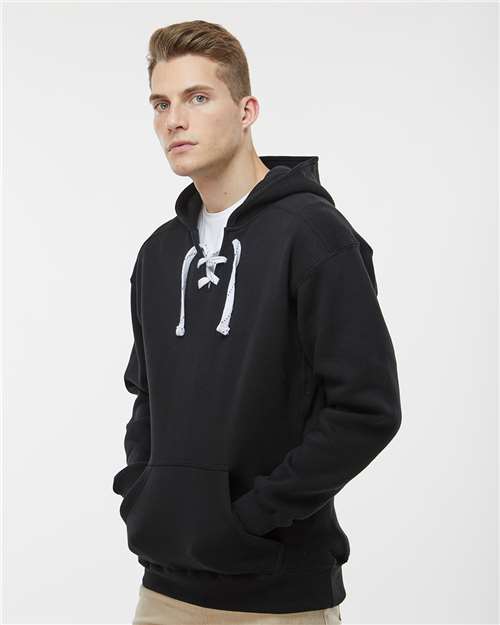 Black Sport Lace Hooded Sweatshirt - 8830