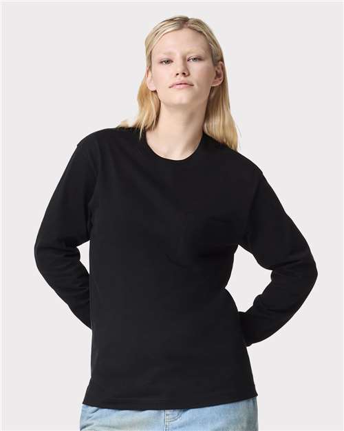Black Super Heavyweight Long Sleeve Pocket Tee - 9410