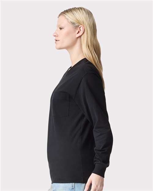 Black Super Heavyweight Long Sleeve Pocket Tee - 9410
