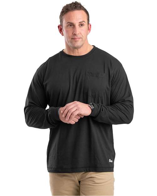 Black Tall Performance Long Sleeve Pocket T-Shirt - BSM39T