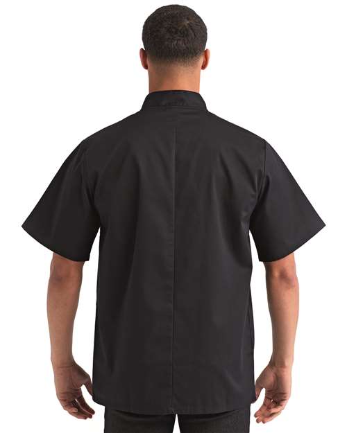 Black Ten Studded Front Chef Short Sleeve Coat - RP664