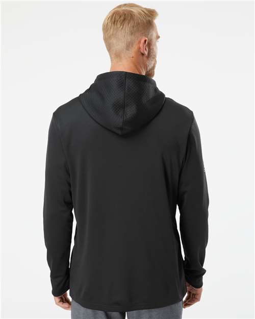 Black Textured Mixed Media Hooded Sweatshirt - A530
