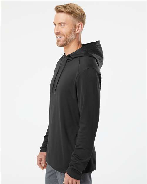Black Textured Mixed Media Hooded Sweatshirt - A530