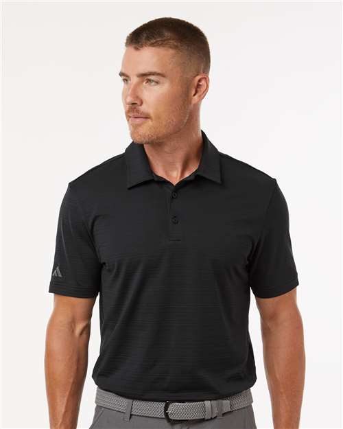 Black Textured Stripe Polo - A704