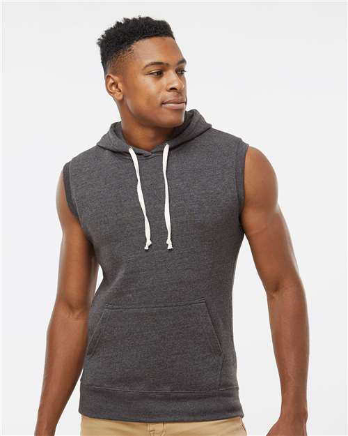 Black Triblend Triblend Sleeveless Hooded Sweatshirt - 8877