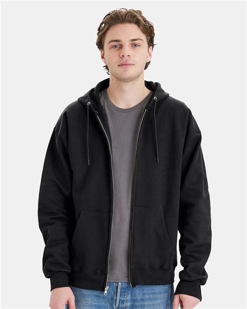 Black Ultimate Cotton® Full-Zip Hooded Sweatshirt - F280