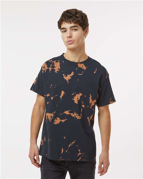 Black Unisex Bleach Out Dyed T-Shirt - 1385