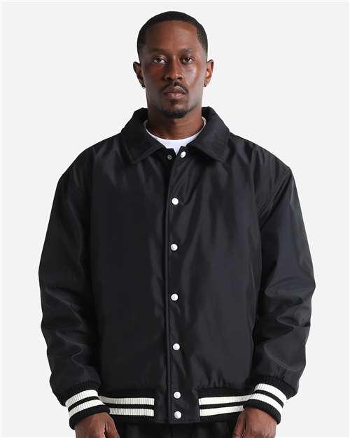 Black Unisex Collared Varsity Jacket - CVBJ