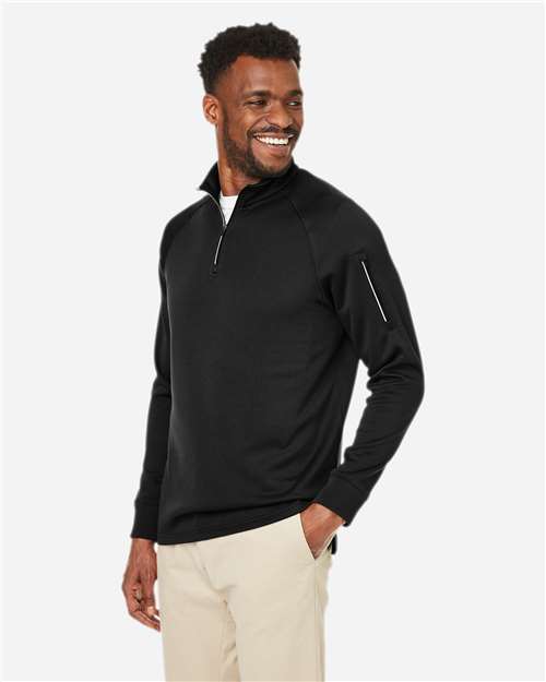 Black Unisex Fusion ChromaSoft™ Fleece Quarter-Zip Pullover - CE801