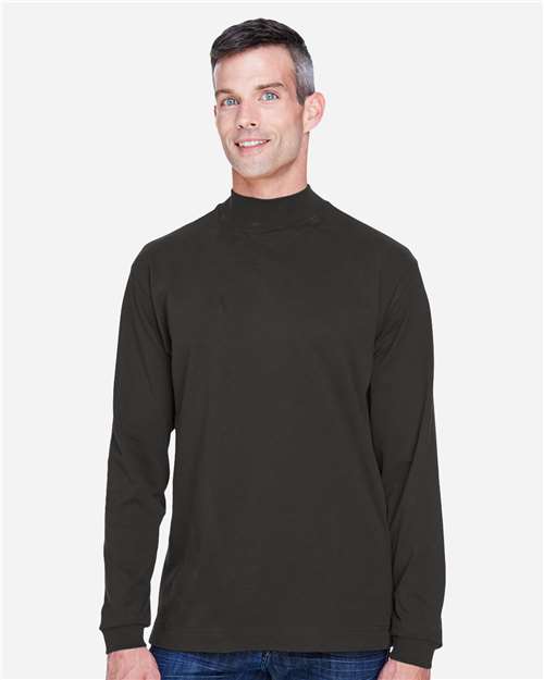 Black Unisex Sueded Jersey Mock Neck T-Shirt - D420