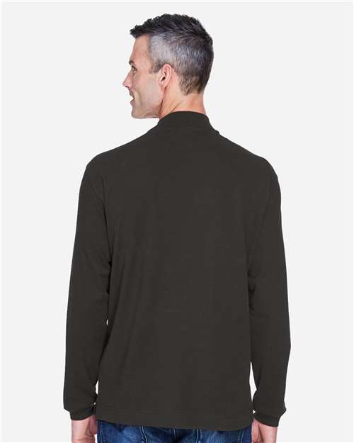 Black Unisex Sueded Jersey Mock Neck T-Shirt - D420