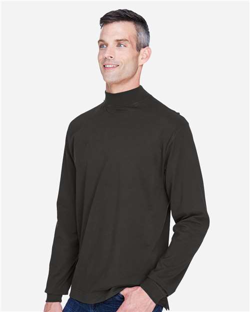 Black Unisex Sueded Jersey Mock Neck T-Shirt - D420