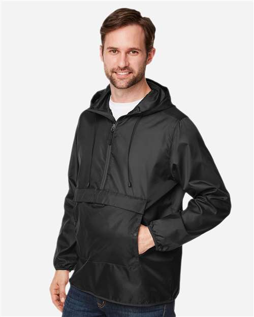 Black Unisex Zone Protect Packable Anorak Jacket - TT77