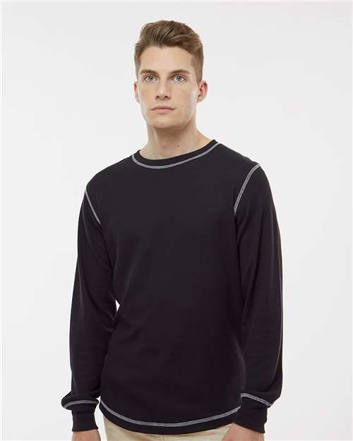 Black/ Vintage White Vintage Thermal Long Sleeve T-Shirt - 8238