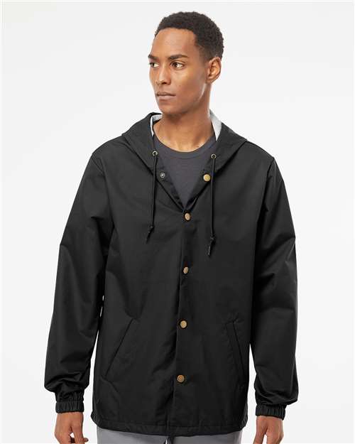 Black Water-Resistant Hooded Windbreaker - EXP95NB