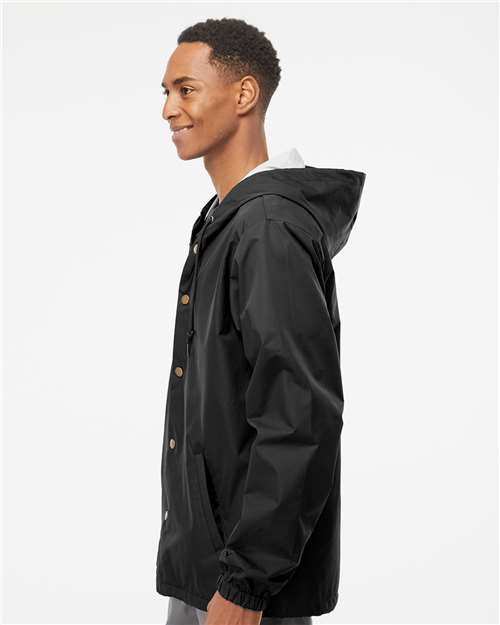 Black Water-Resistant Hooded Windbreaker - EXP95NB
