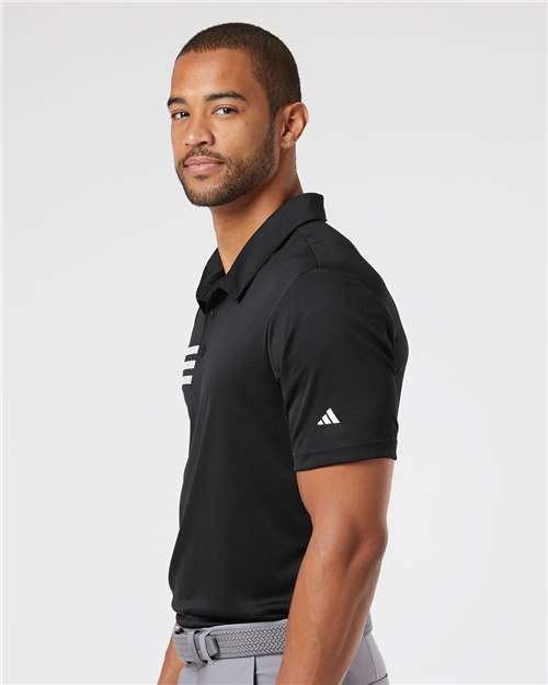 Black/ White 3-Stripes Chest Polo - A324