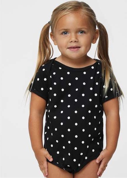 Black/ White Dot Infant Baby Rib Bodysuit - 4400