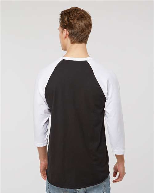 Black/ White Fine Jersey Raglan T-Shirt - 245