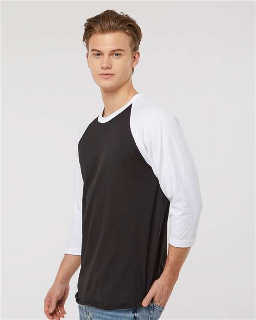 Black/ White Fine Jersey Raglan T-Shirt - 245