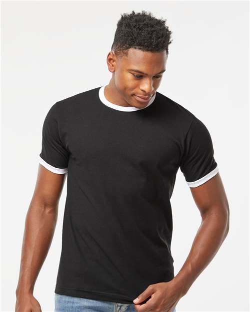 Black/ White Fine Jersey Ringer T-Shirt - 246