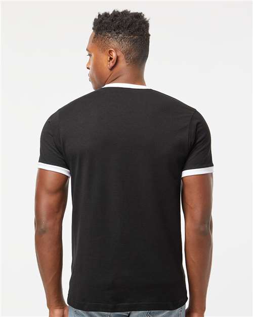 Black/ White Fine Jersey Ringer T-Shirt - 246