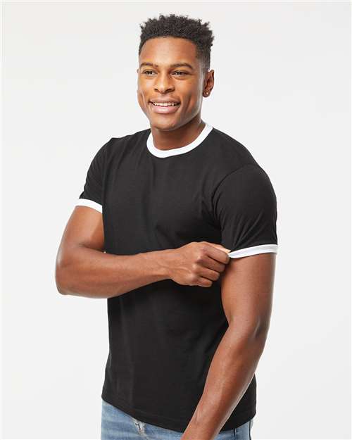Black/ White Fine Jersey Ringer T-Shirt - 246