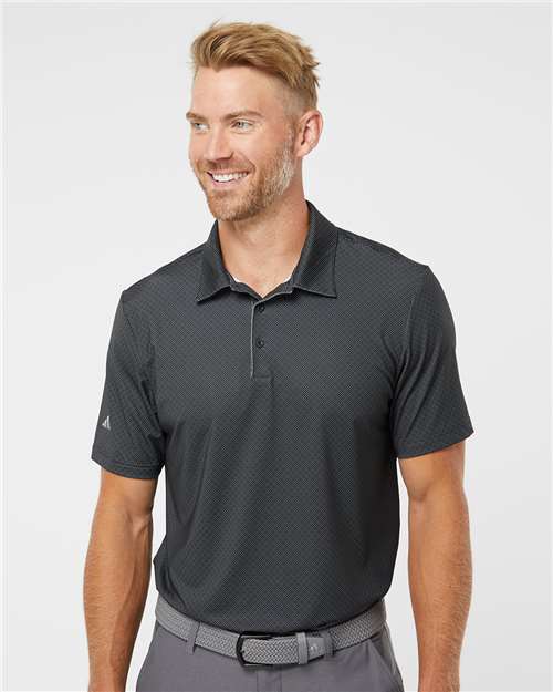 Black/ White/ Grey Three Diamond Dot Print Polo - A498