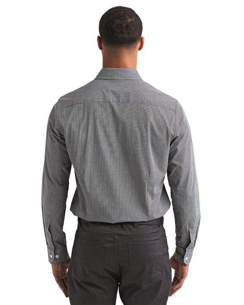 Black/ White Men's Microcheck Gingham Cotton Shirt - RP220