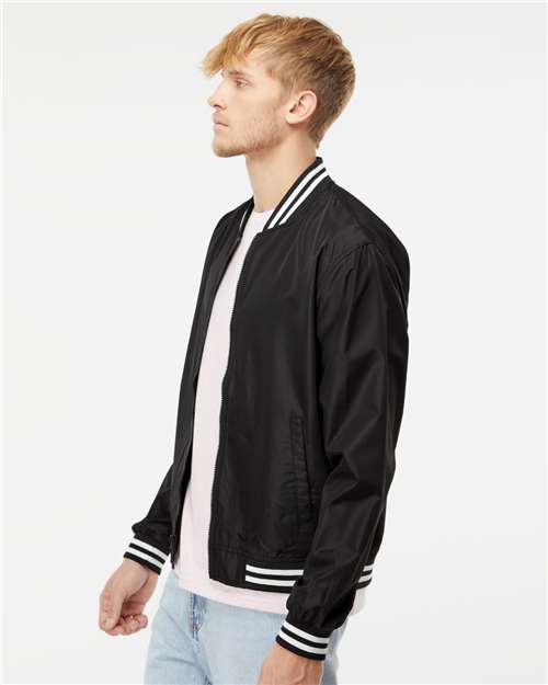 Black/ White Stripe Lightweight Bomber Jacket - EXP52BMR