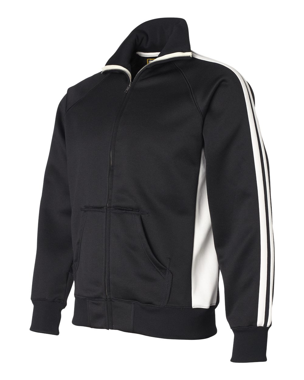 Black/ White Vintage Polyester Fleece Track Jacket - 8858