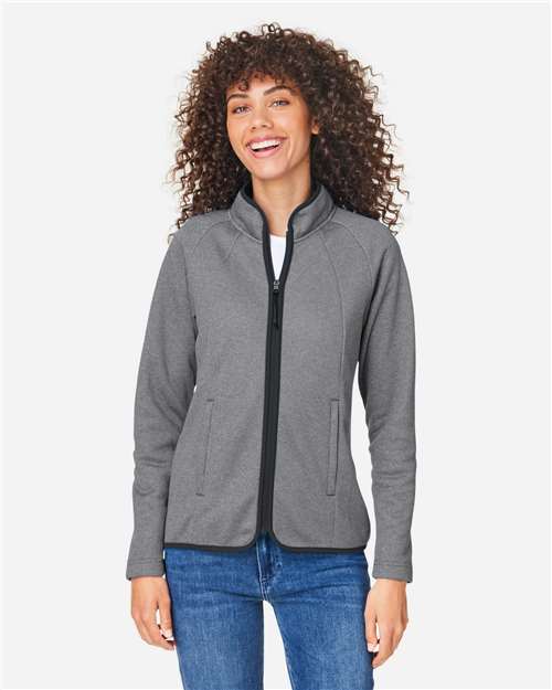 Black/ White Women's Venture Heathered Stripe Full-Zip - CE72W