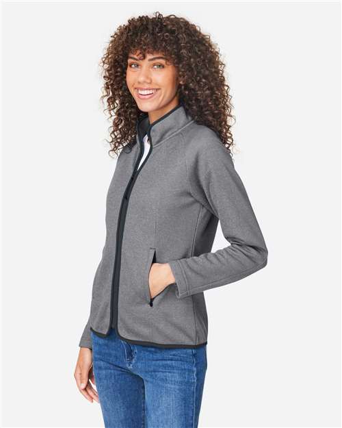Black/ White Women's Venture Heathered Stripe Full-Zip - CE72W