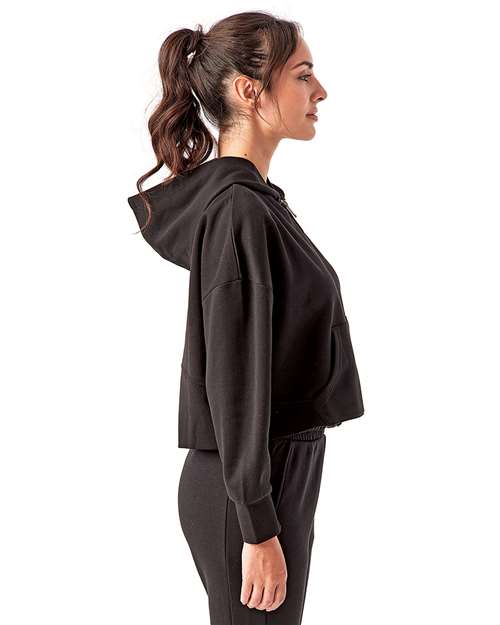 Black Women's Alice Half-Zip Hooded Sweatshirt - TD077